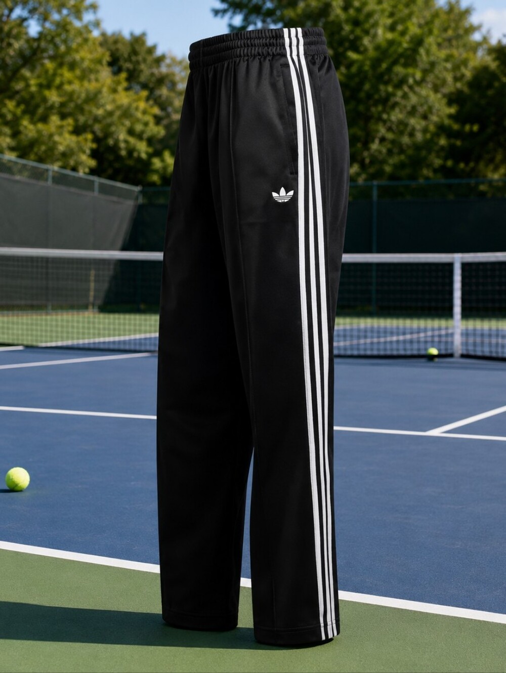 adidas Originals Baggy TP Men's Track Pants L Black/White Striped Drawstring